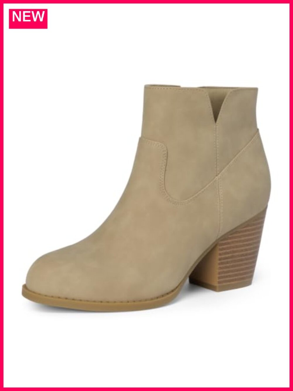 Women's Ankle Boots Block Heel Side Zipper Round Toe